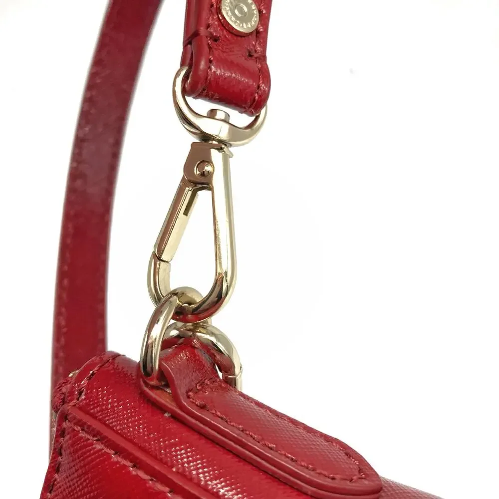 DKNY Red Saffiano Leather Studded Crossbody Clutch, Gold Hardware & Charm NWOT